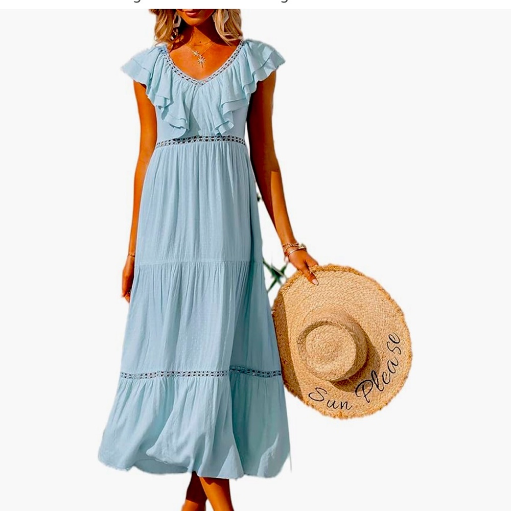 Blue Ruffled Maxi Sundress